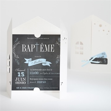 Faire-part de baptême maison en ardoise!