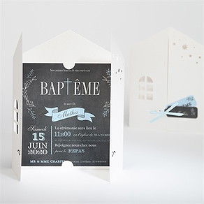 Faire-part de baptême maison en ardoise!