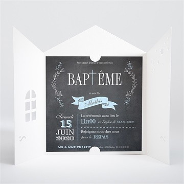 Faire-part de baptême maison en ardoise! - Intérieur de la pochette