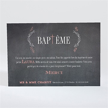 Remerciement baptême fierté! - Dos du faire-part