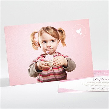 Remerciement baptême tendre aquarelle rose