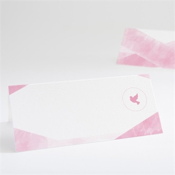 Marque-place baptême tendre aquarelle rose
