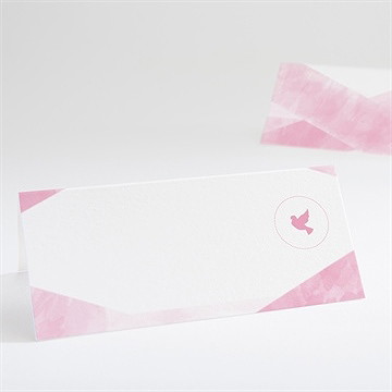 Marque-place baptême tendre aquarelle rose