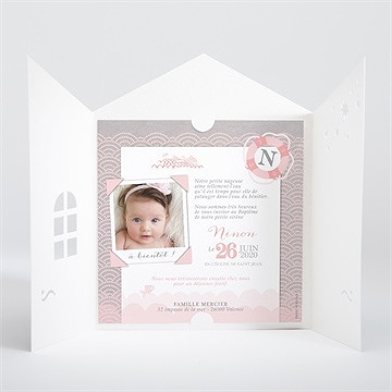 Faire-part de baptême forme originale - Intérieur de la pochette