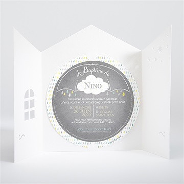 Faire-part de baptême pluie du ciel - Intérieur de la pochette