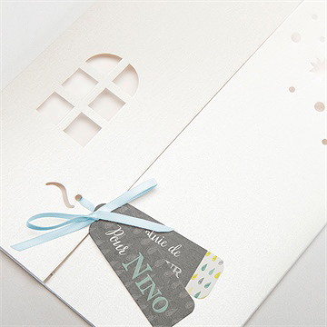 Faire-part de baptême pluie du ciel - Détail de la pochette