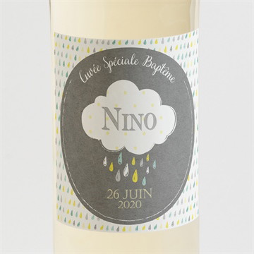 Etiquette de bouteille baptême pluie du ciel