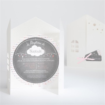Faire-part de baptême nuage classique