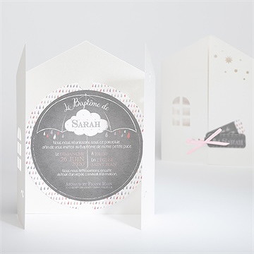 Faire-part de baptême nuage classique