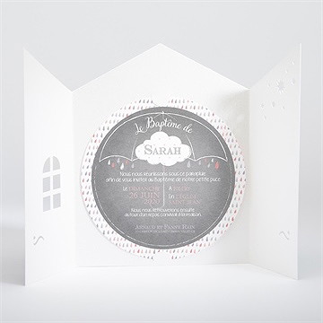 Faire-part de baptême nuage classique - Intérieur de la pochette