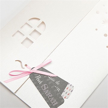Faire-part de baptême nuage classique - Détail de la pochette