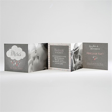 Remerciement baptême nuage classique - Carte ouverte