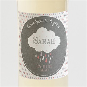 Etiquette de bouteille baptême nuage classique