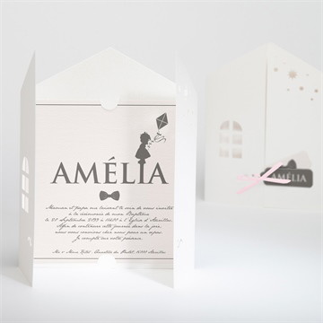 Faire-part de baptême silhouette annonce fille