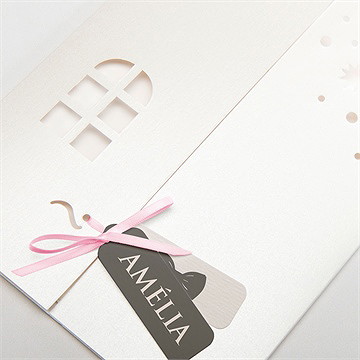 Faire-part de baptême silhouette annonce fille - Détail de la pochette