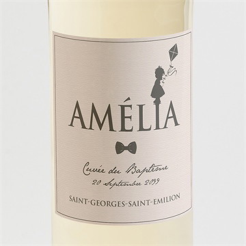 Etiquette de bouteille baptême silhouette annonce fille