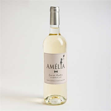 Etiquette de bouteille baptême silhouette annonce fille - Mise en situation