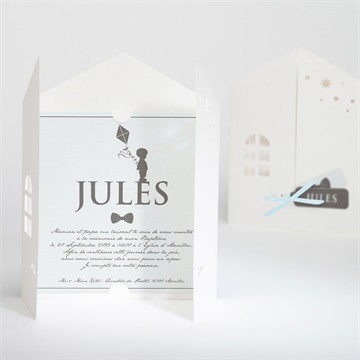 Faire-part de baptême profil enfant vintage