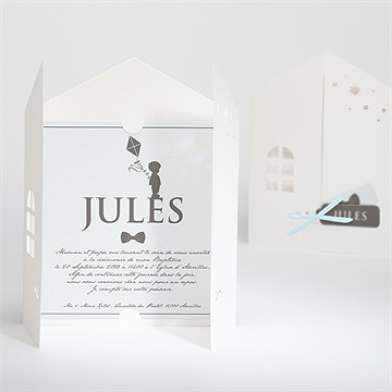 Faire-part de baptême profil enfant vintage