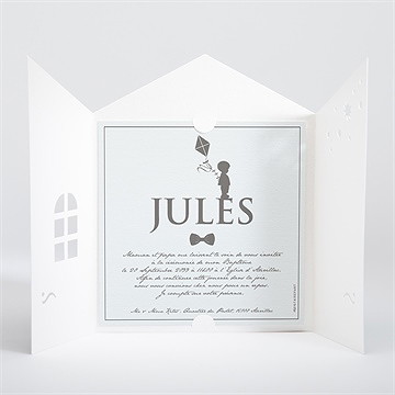 Faire-part de baptême profil enfant vintage - Intérieur de la pochette
