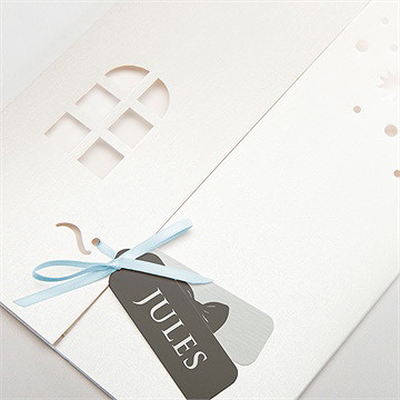 Faire-part de baptême profil enfant vintage - Détail de la pochette