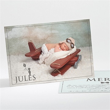 Remerciement baptême profil enfant vintage