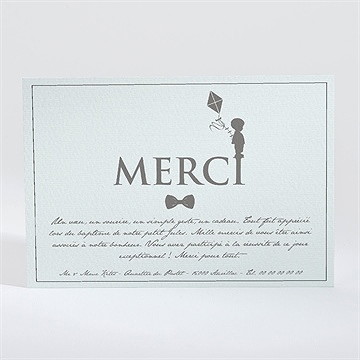 Remerciement baptême profil enfant vintage - Dos du faire-part