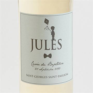 Etiquette de bouteille baptême profil enfant vintage