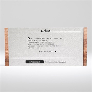 Remerciement baptême maison du baptême ! - Dos du carton de remerciements