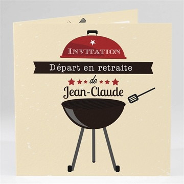 Carte invitation départ à la retraite autour d'un barbecue