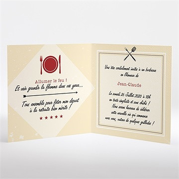 Carte invitation départ à la retraite autour d'un barbecue - Intérieur de la carte