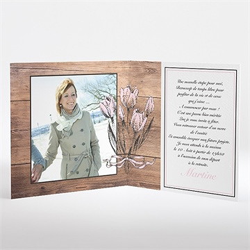 Carte invitation départ à la retraite gravure sur bois - Intérieur de l'invitation