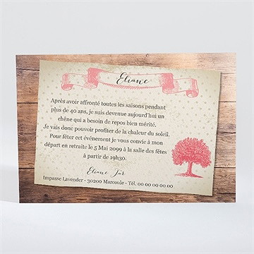 Carte invitation départ à la retraite un beau chêne - Dos de la carte