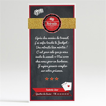 Carte invitation départ à la retraite retraite jackpot - Dos de la carte
