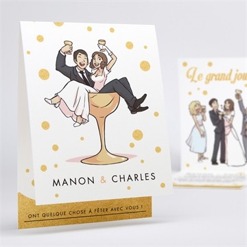 Faire-part mariage fêtons mes amis, fêtons!