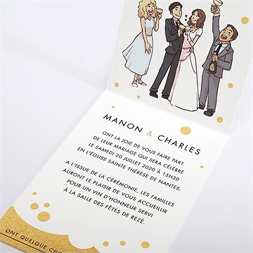 Faire-part mariage fêtons mes amis, fêtons! - Intérieur du faire-part