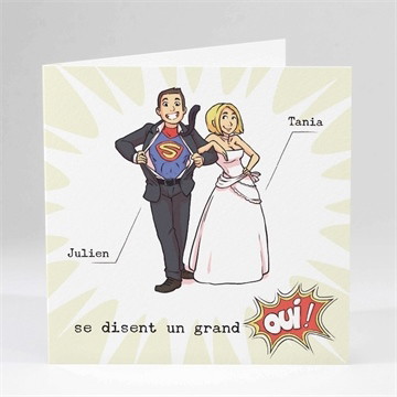 Faire-part mariage le super héros dit oui!