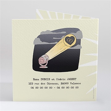 Faire-part mariage le super héros dit oui! - Dos du faire-part