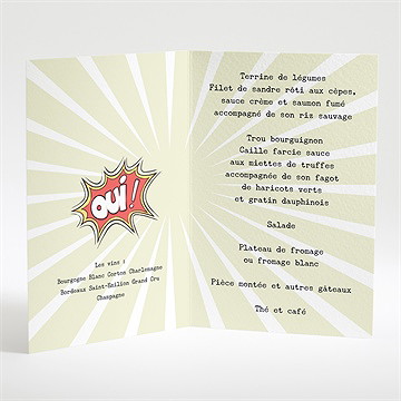 Menu mariage le super héros dit oui! - Menu ouvert