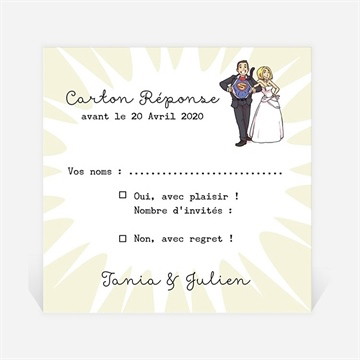 Carton réponse mariage le super héros dit oui!