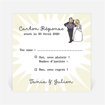 Carton réponse mariage le super héros dit oui!
