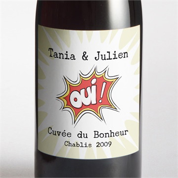 Etiquette de bouteille mariage le super héros dit oui!