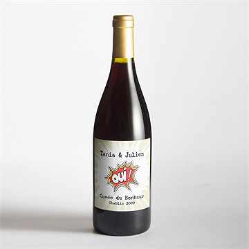 Etiquette de bouteille mariage le super héros dit oui! - Mise en situation