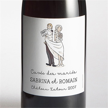Etiquette de bouteille mariage mariage original en humour