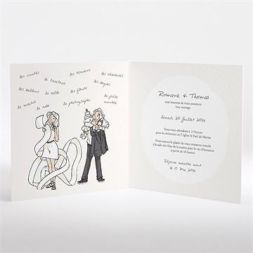 Faire-part mariage mariés illustrés - Intérieur du faire-part