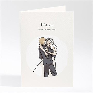 Menu mariage mariés illustrés