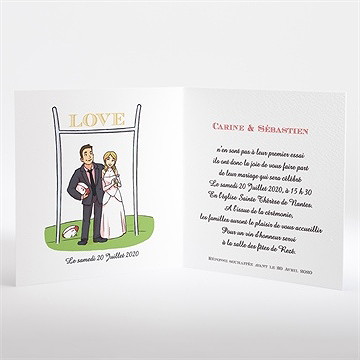 Faire-part mariage humour et rugby - Intérieur du faire-part