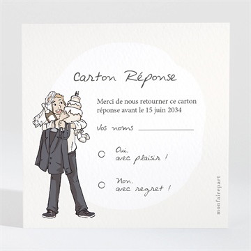 Carton réponse mariage mariés illustrés