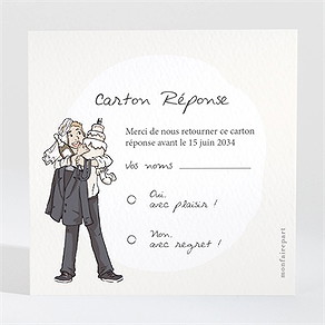 Carton réponse mariage mariés illustrés