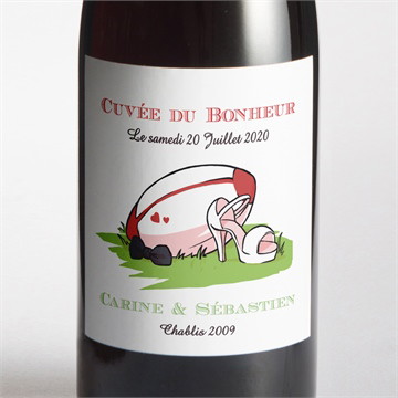Etiquette de bouteille mariage humour et rugby